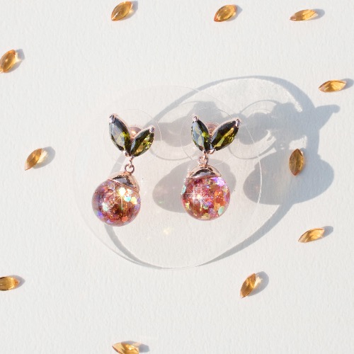 Jeju Tangerine Snowball Earrings