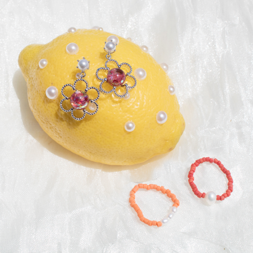 Beads&amp;Pearl Earrings, Ring SET