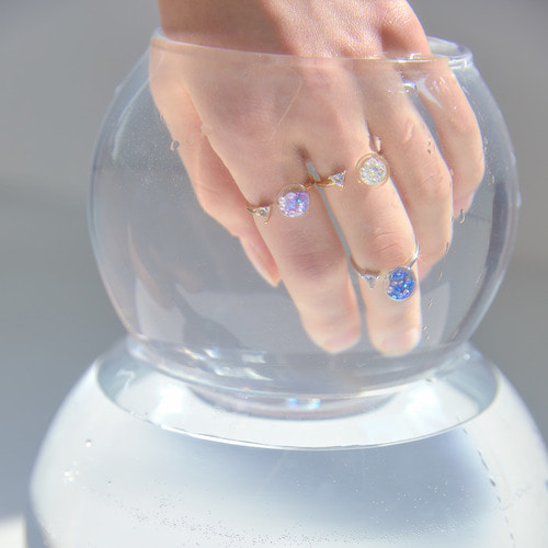 Triangle Cubic Snowball Ring 