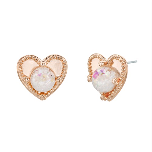 Flat Heart Snowball Earrings